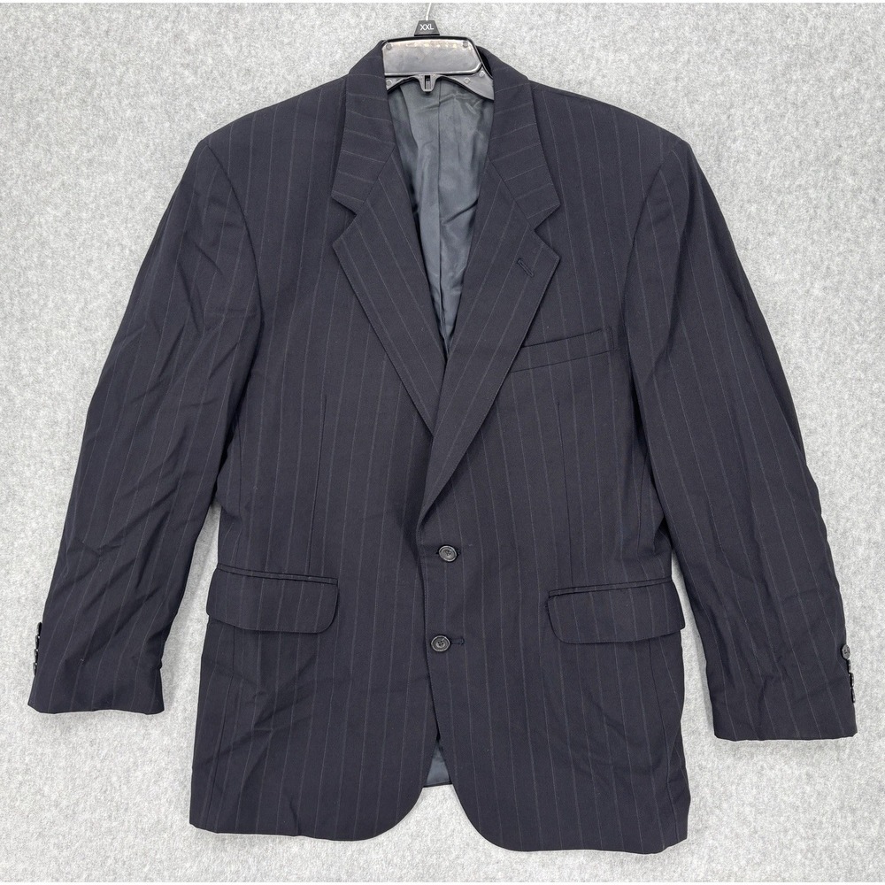 Evan Picone Foley's 100% Wool Pinstripe Blazer Sport Coat Mens 42R Navy Vintage